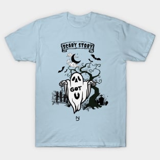 Scary ghost night tree design T-Shirt